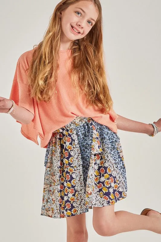 Floral Ruffled Tiered Skirt