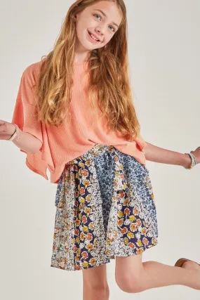 Floral Ruffled Tiered Skirt