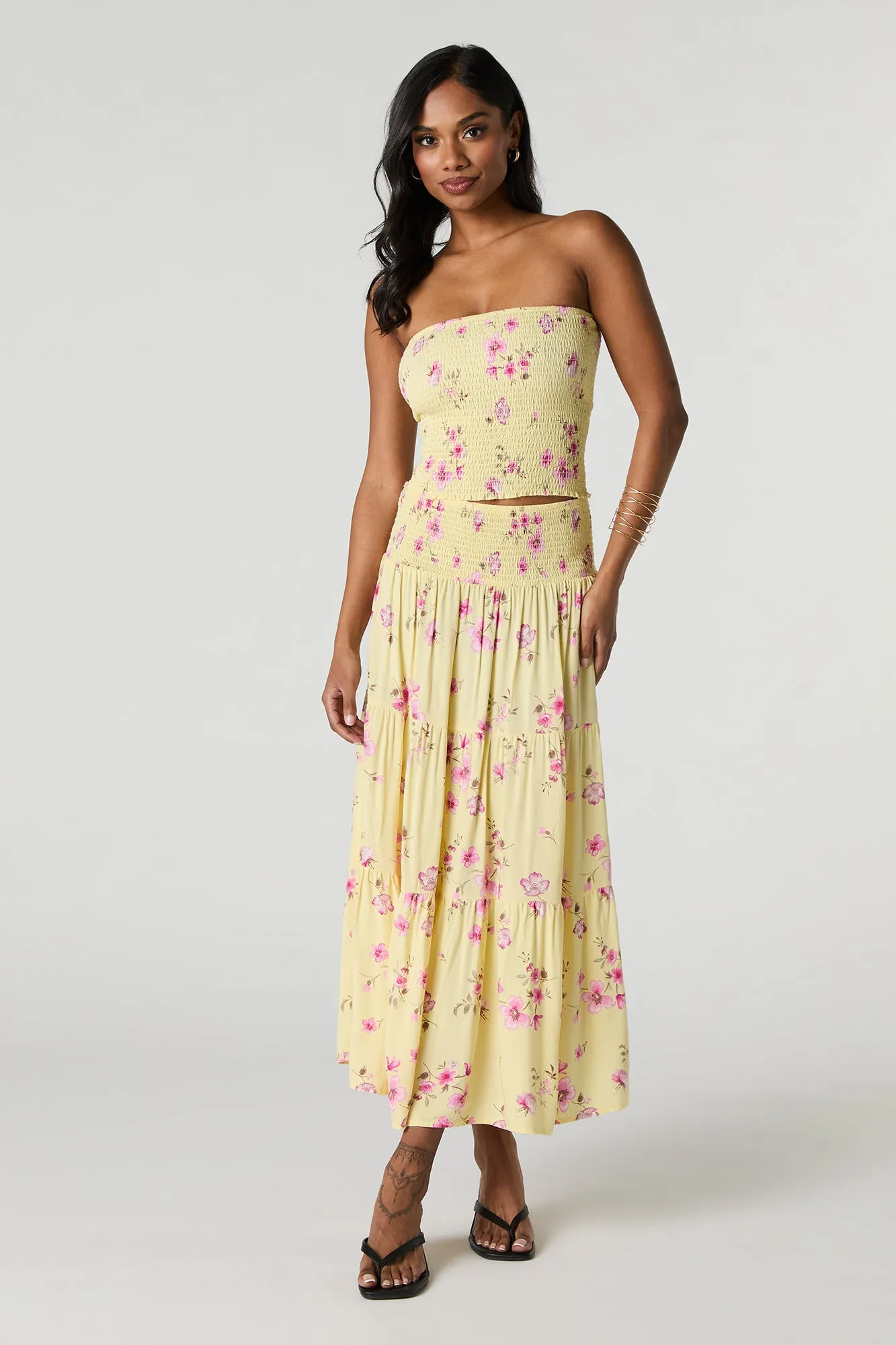 Floral Smocked Tube Top