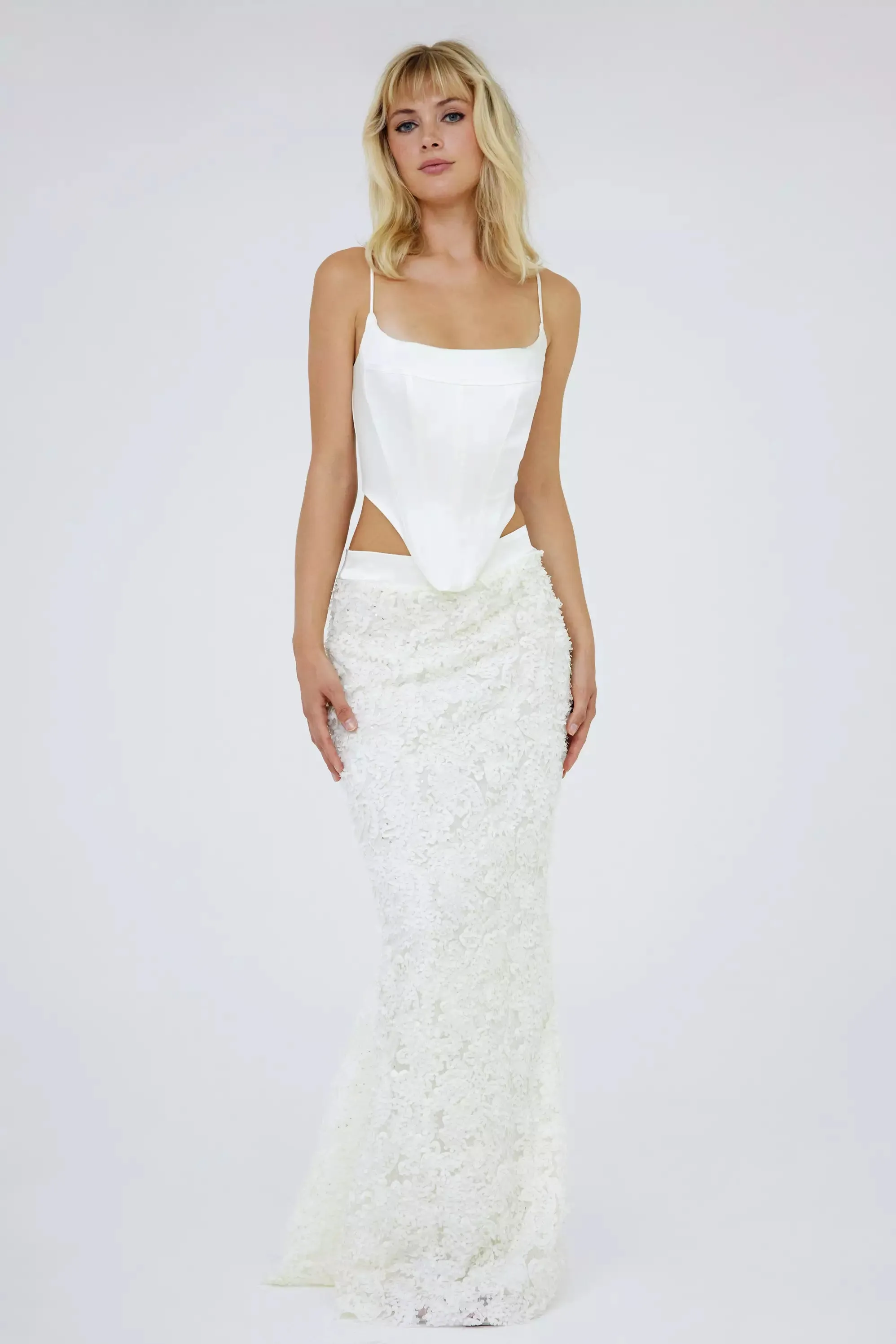 FRV White stamp sequins maxi skirt - Tepotzotlán