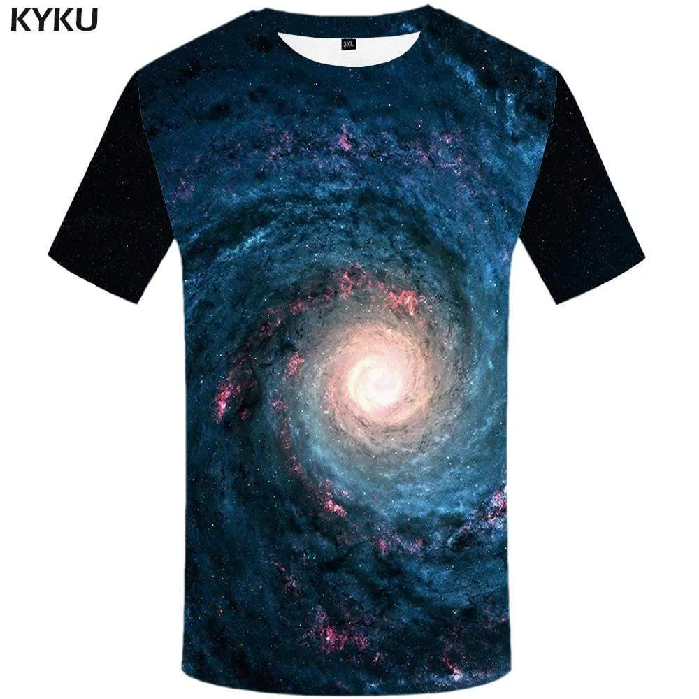 Galaxy T shirt Men Space Tshirts Print Mountain T-shirt 3d Black T shirts Funny Gothic Tshirt Anime Mens Fashion Hip hop Unisex