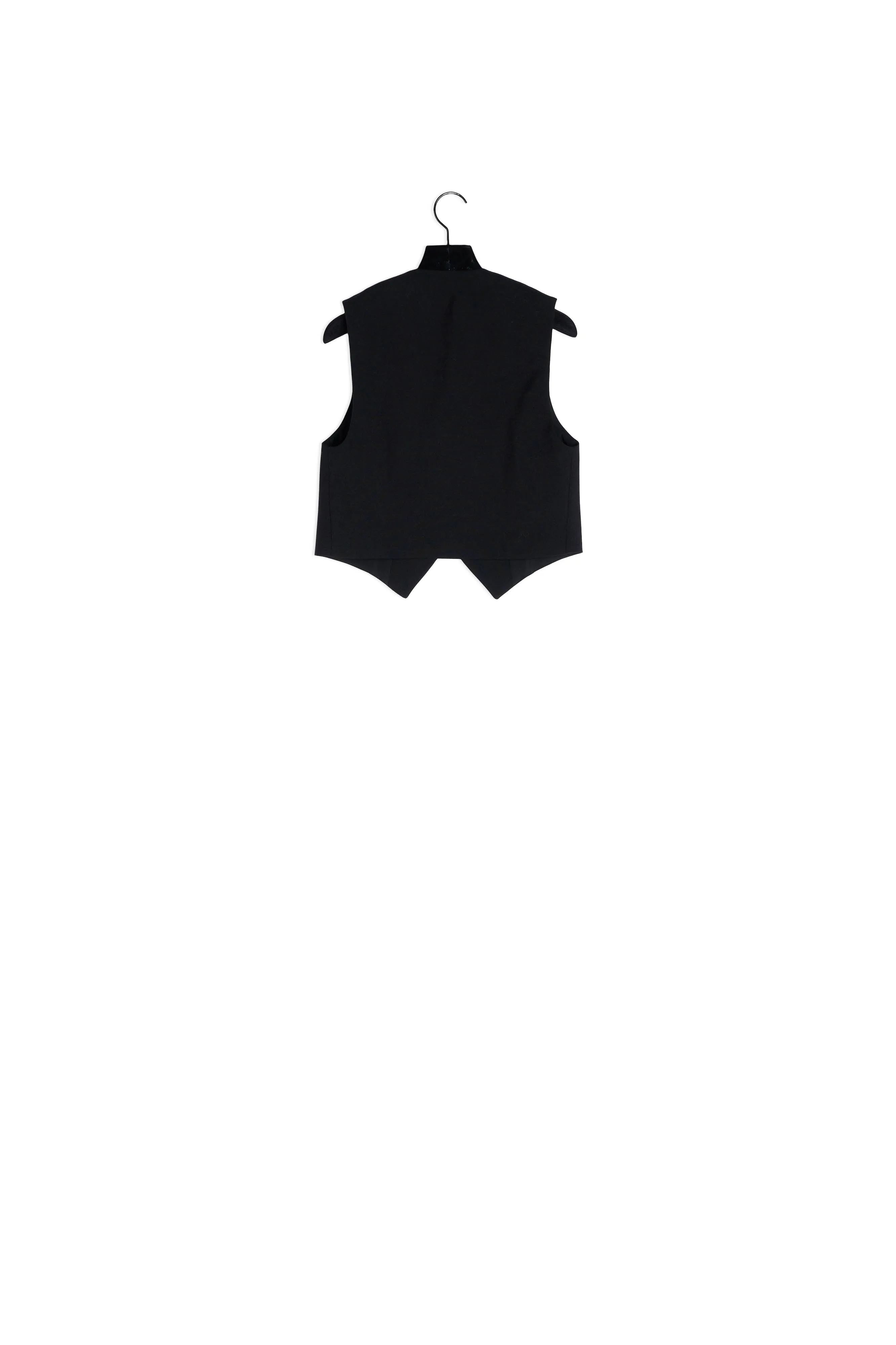 Gilet costume laine noir détail cuir