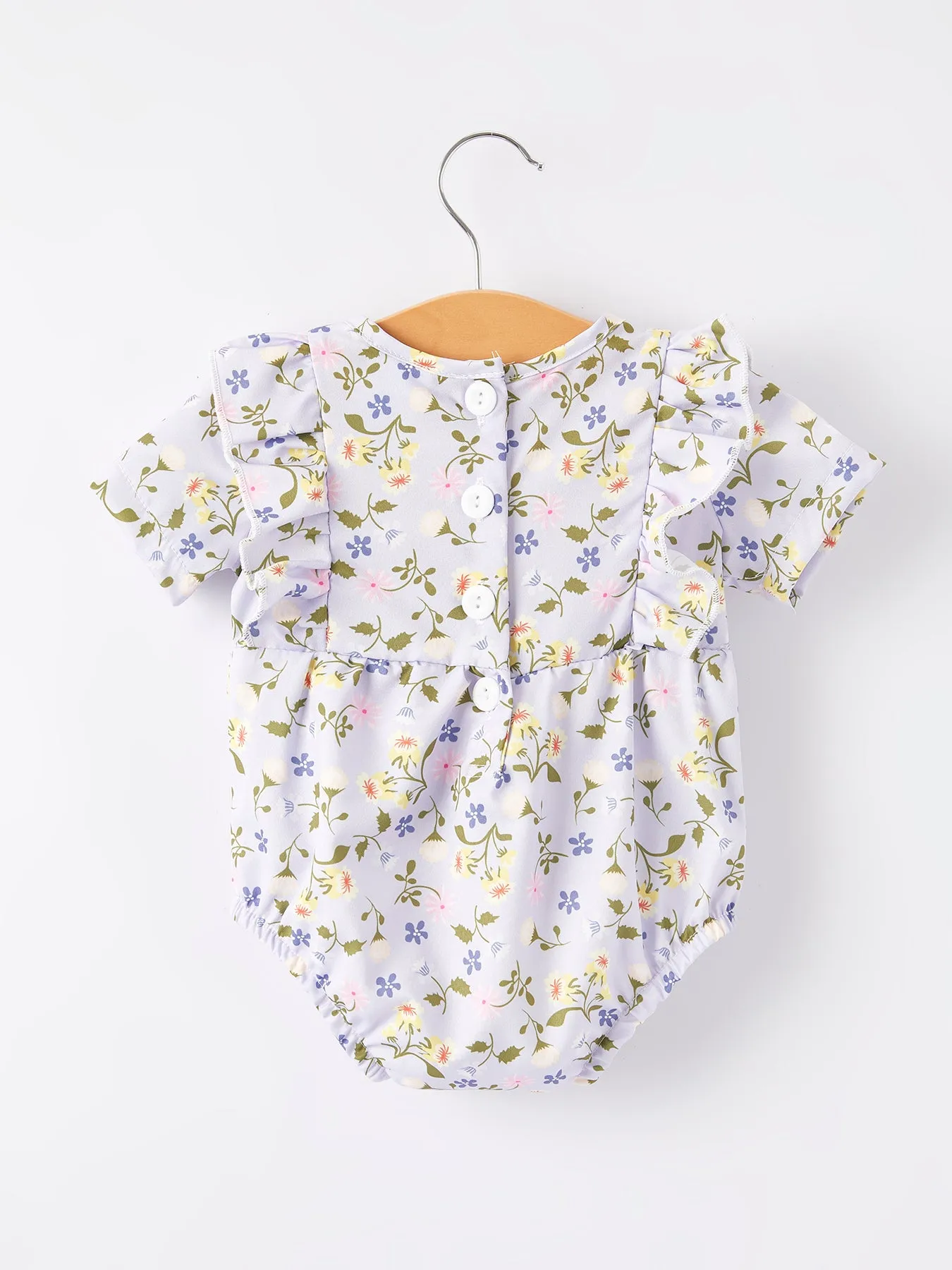 Girls Smocking Embroidered Floral Romper