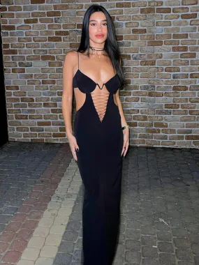 Gloria Hollow Out Backless Sexy Maxi Dress