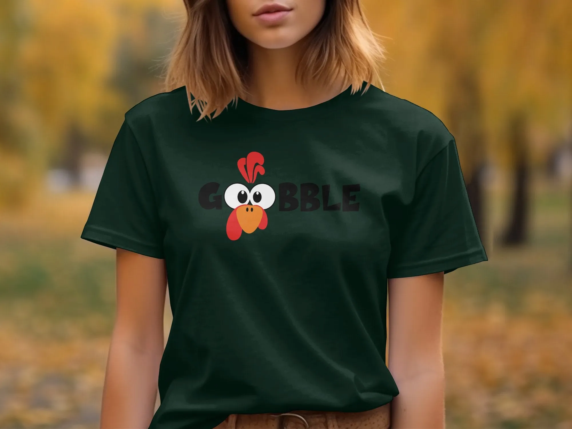Gobble Turkey Face Shirt,Tank, Sweatshirt and Matching Family Shirts. Perfect for a Fall, Autumn or Thanksgiving Gift