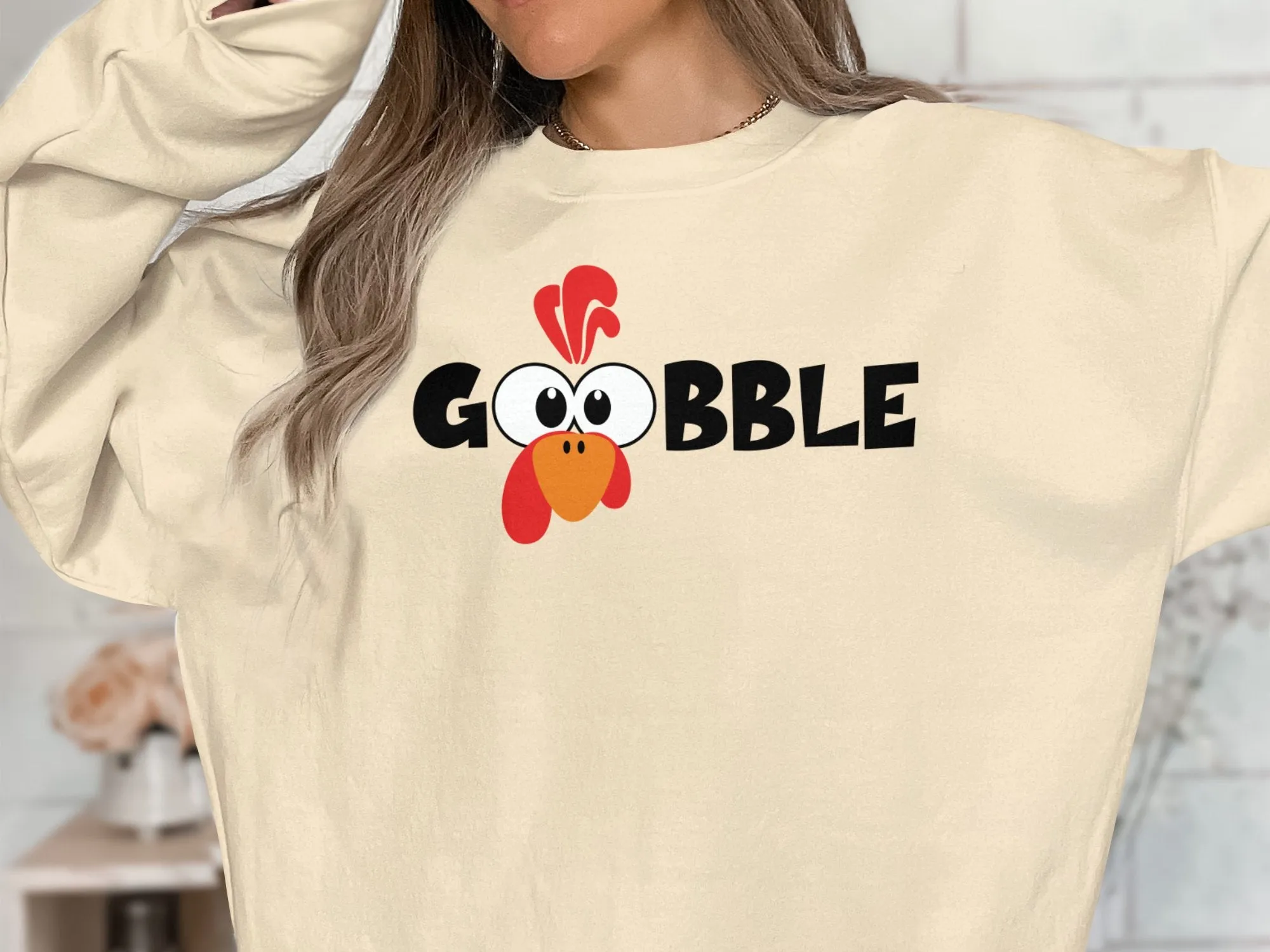 Gobble Turkey Face Shirt,Tank, Sweatshirt and Matching Family Shirts. Perfect for a Fall, Autumn or Thanksgiving Gift