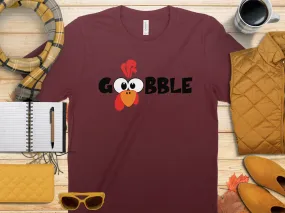 Gobble Turkey Face Shirt,Tank, Sweatshirt and Matching Family Shirts. Perfect for a Fall, Autumn or Thanksgiving Gift