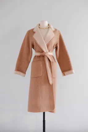 Gorgeous 1970’s Camel & Ivory Reversible Long Line Coat / Sz M