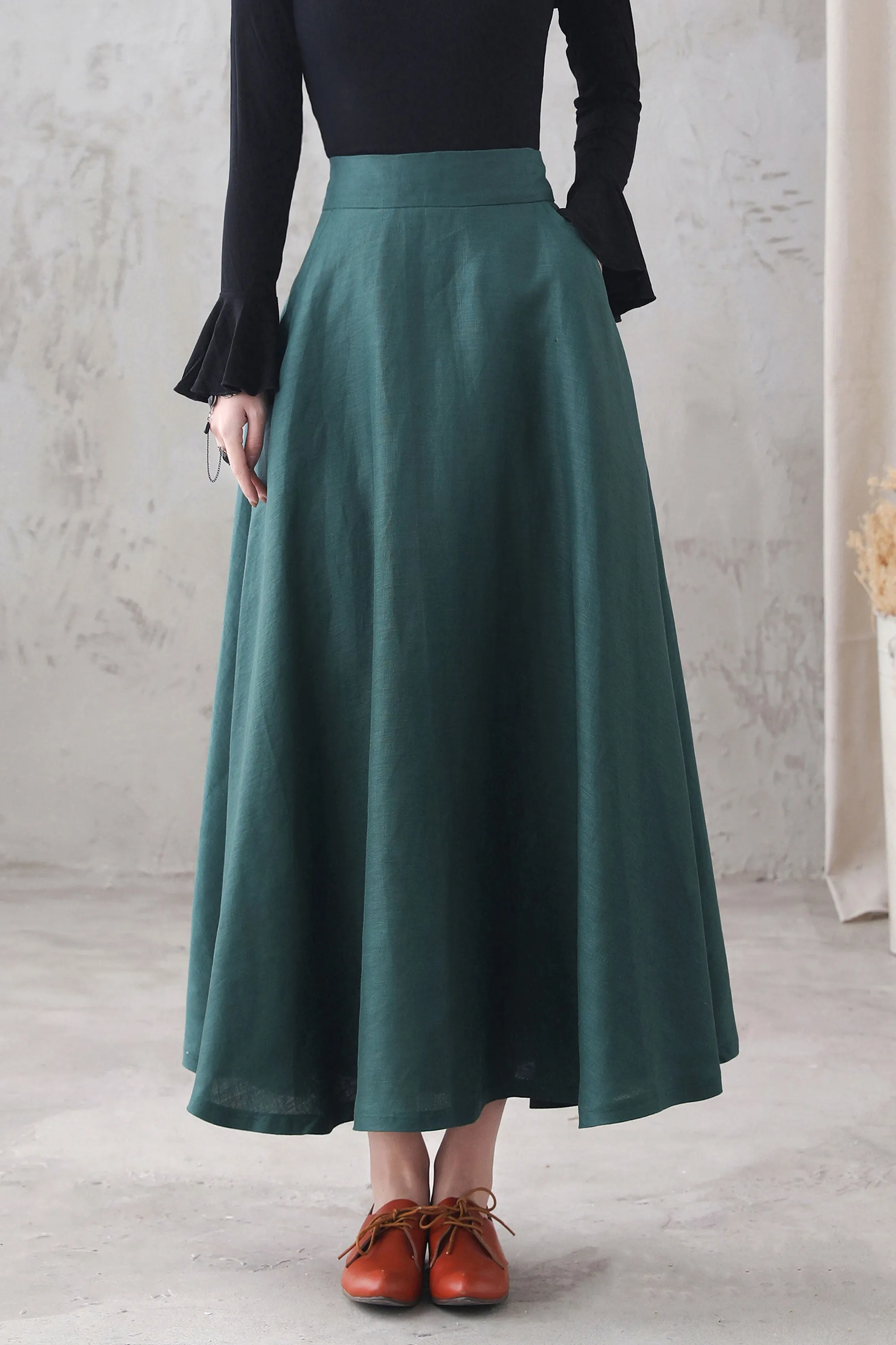 Green Swing Maxi Skirt for Women 3287