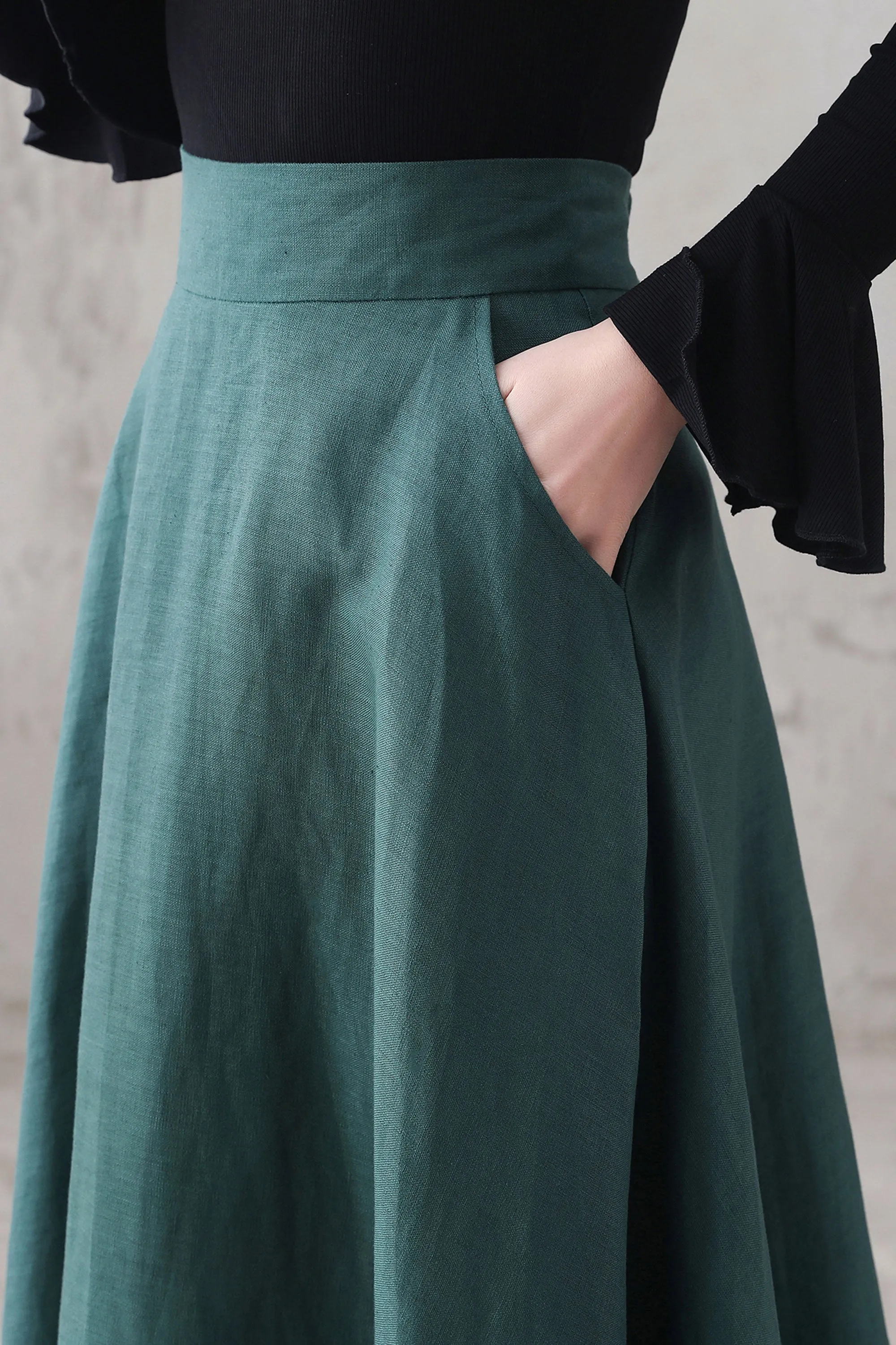 Green Swing Maxi Skirt for Women 3287