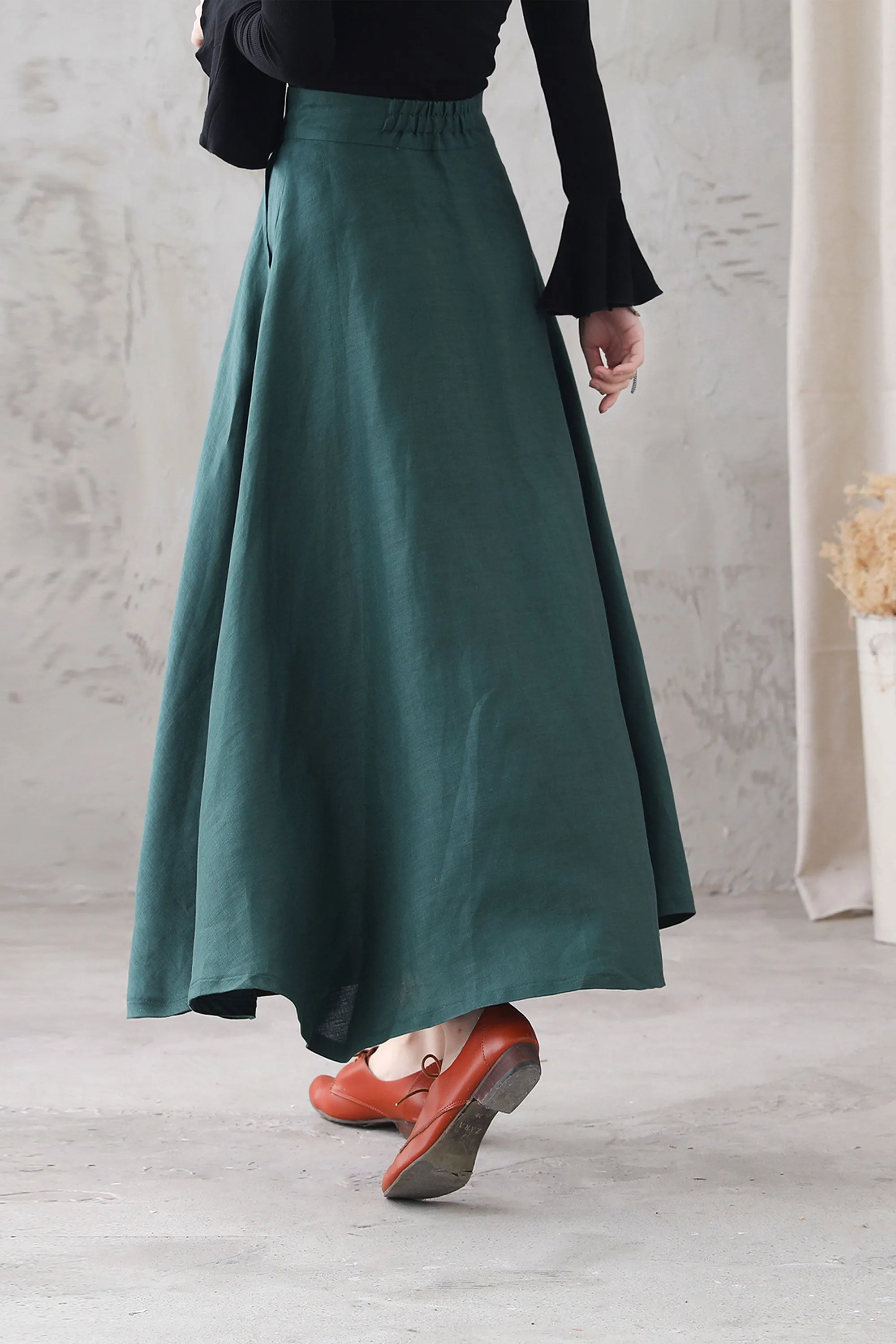 Green Swing Maxi Skirt for Women 3287