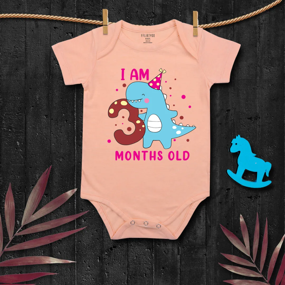 Happy Dino - I am 3 Months Old Baby Romper | Onesies