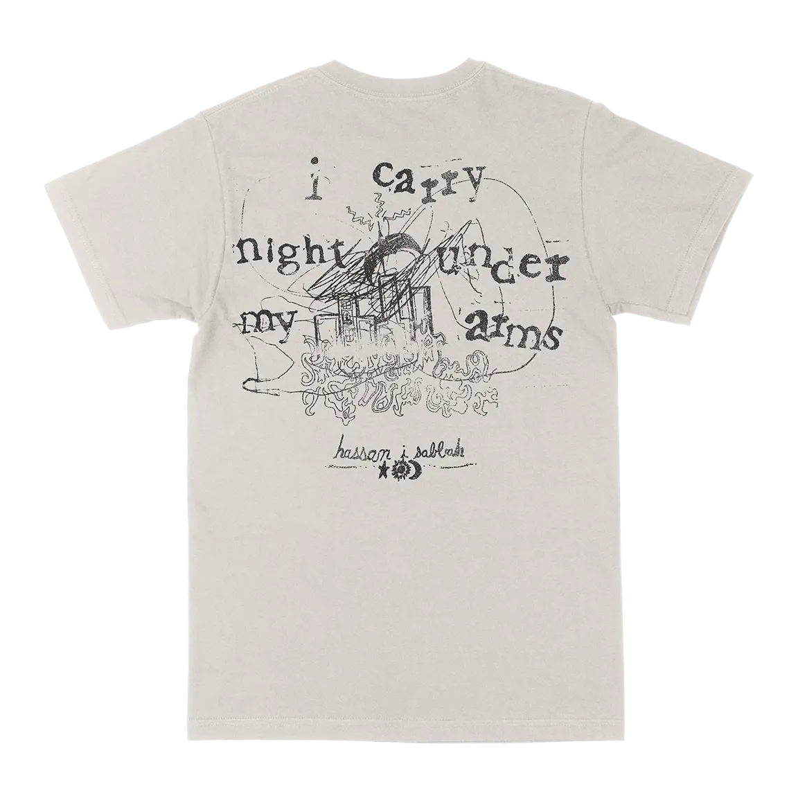 Hassan I Sabbah "I Carry Night Under My Arms" Vintage White T-Shirt