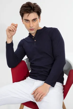Henley Navy T-Shirt