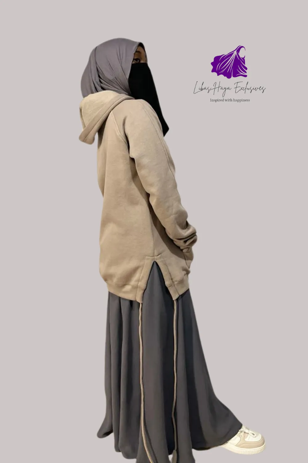 Hiba High Waist Skirt With Pockets-Gray| Bestseller