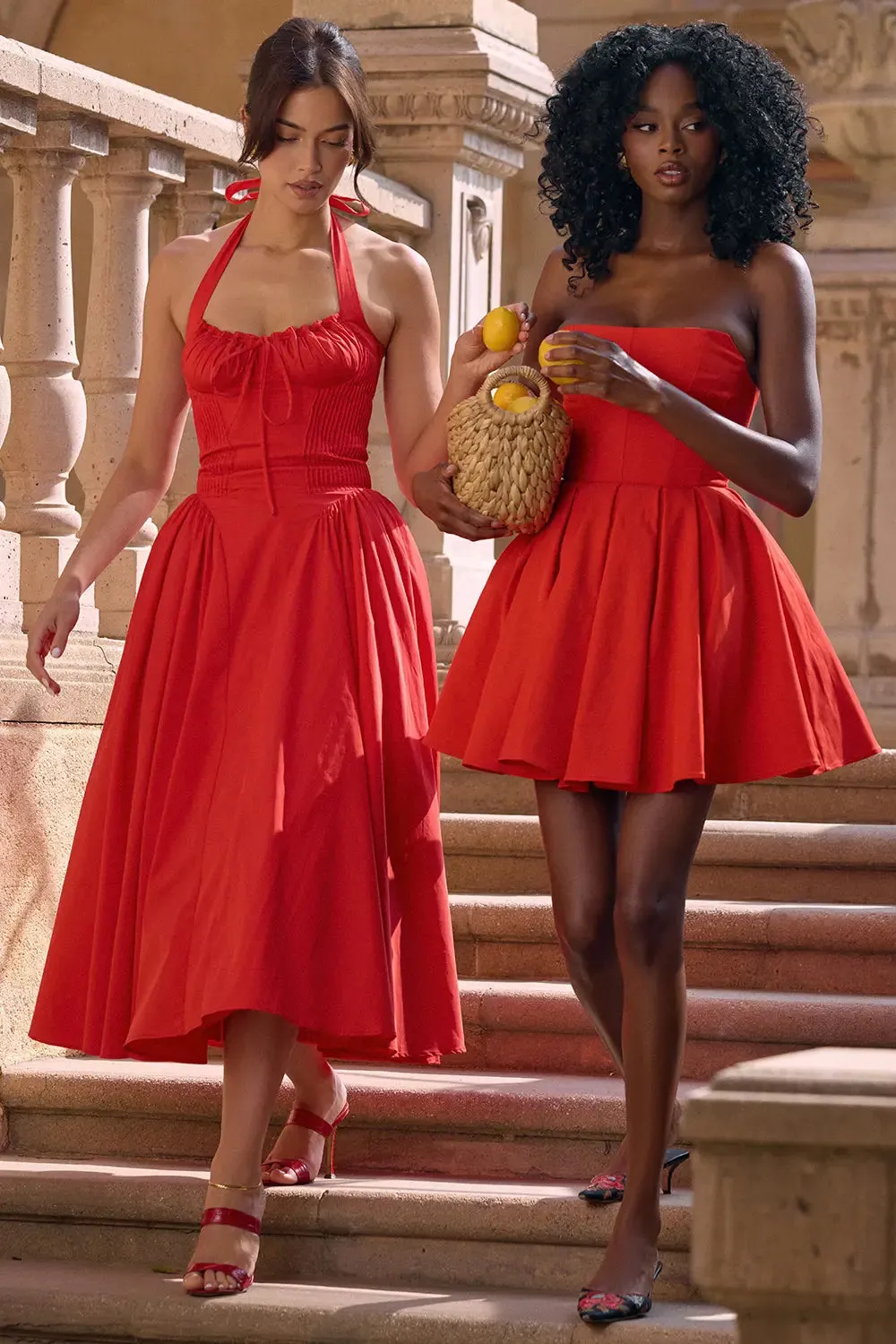 Italian Tomato Halter Midi Dress