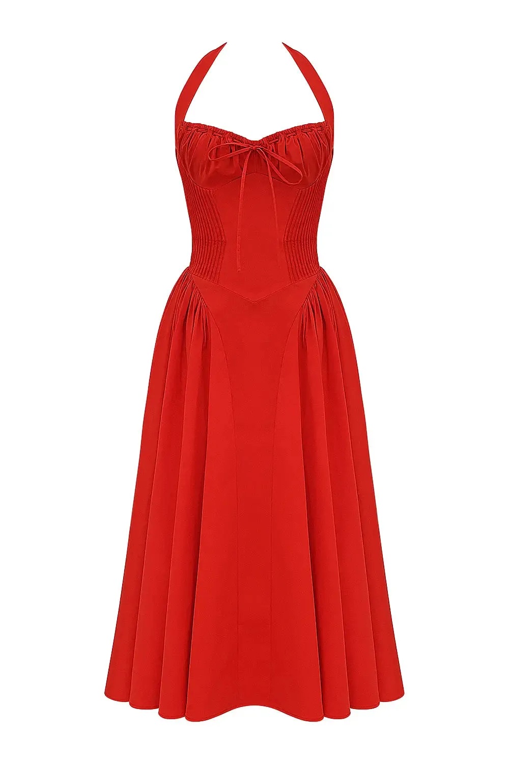 Italian Tomato Halter Midi Dress