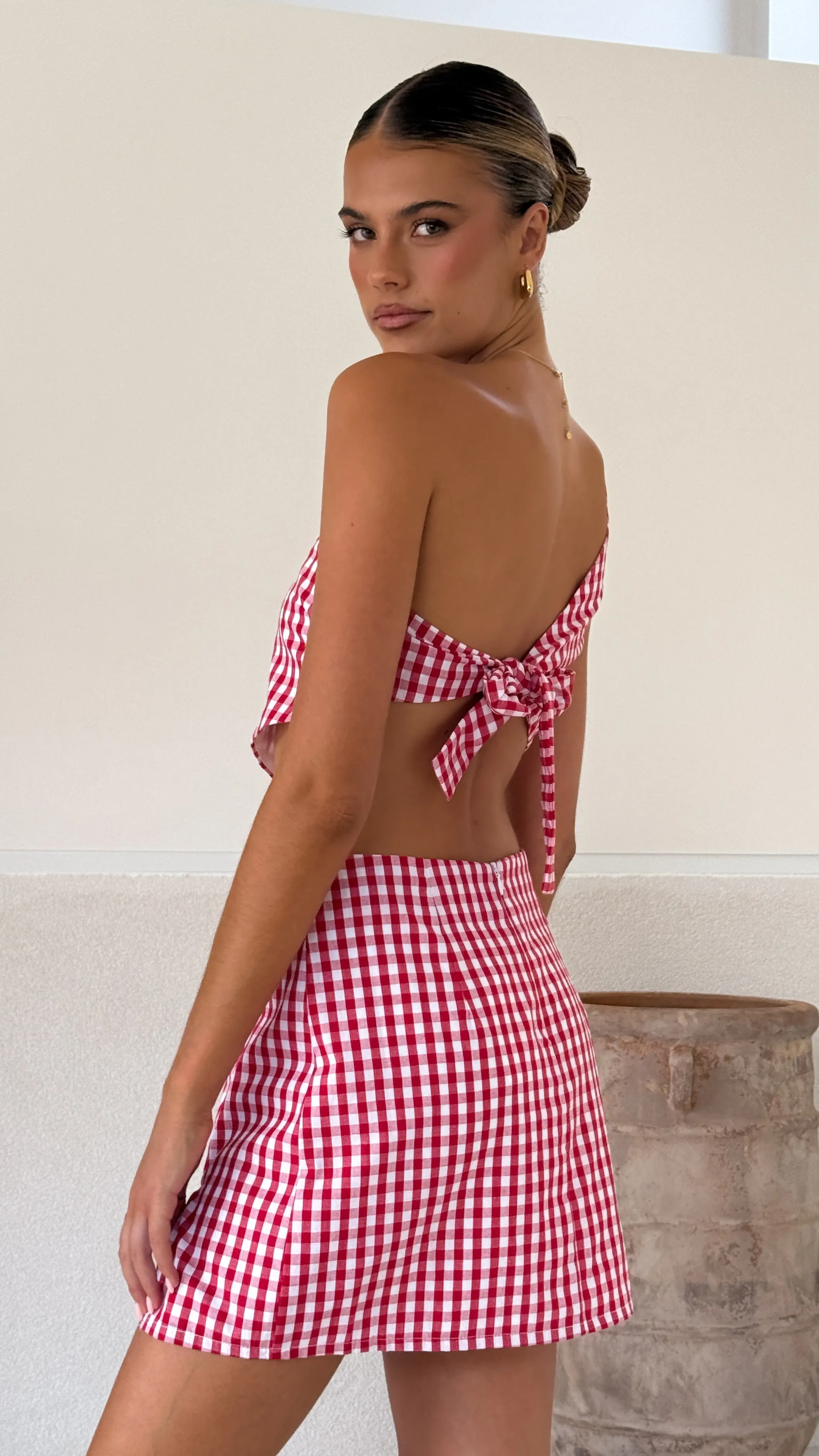 Jalena One Shoulder Top - Picnic Red