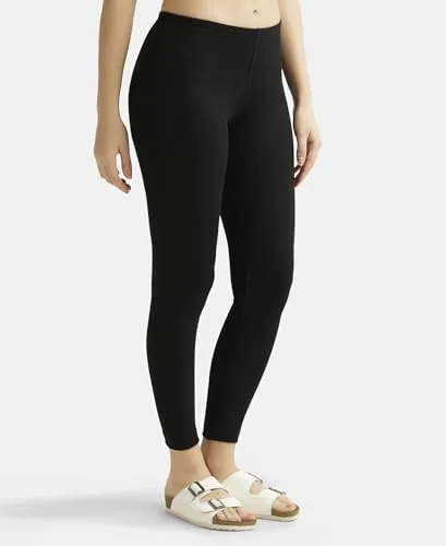 Jockey Women's Tailored Fit Cotton Leggings with Concealed Elastic Waistband (2520_Black_Small_Black_S)