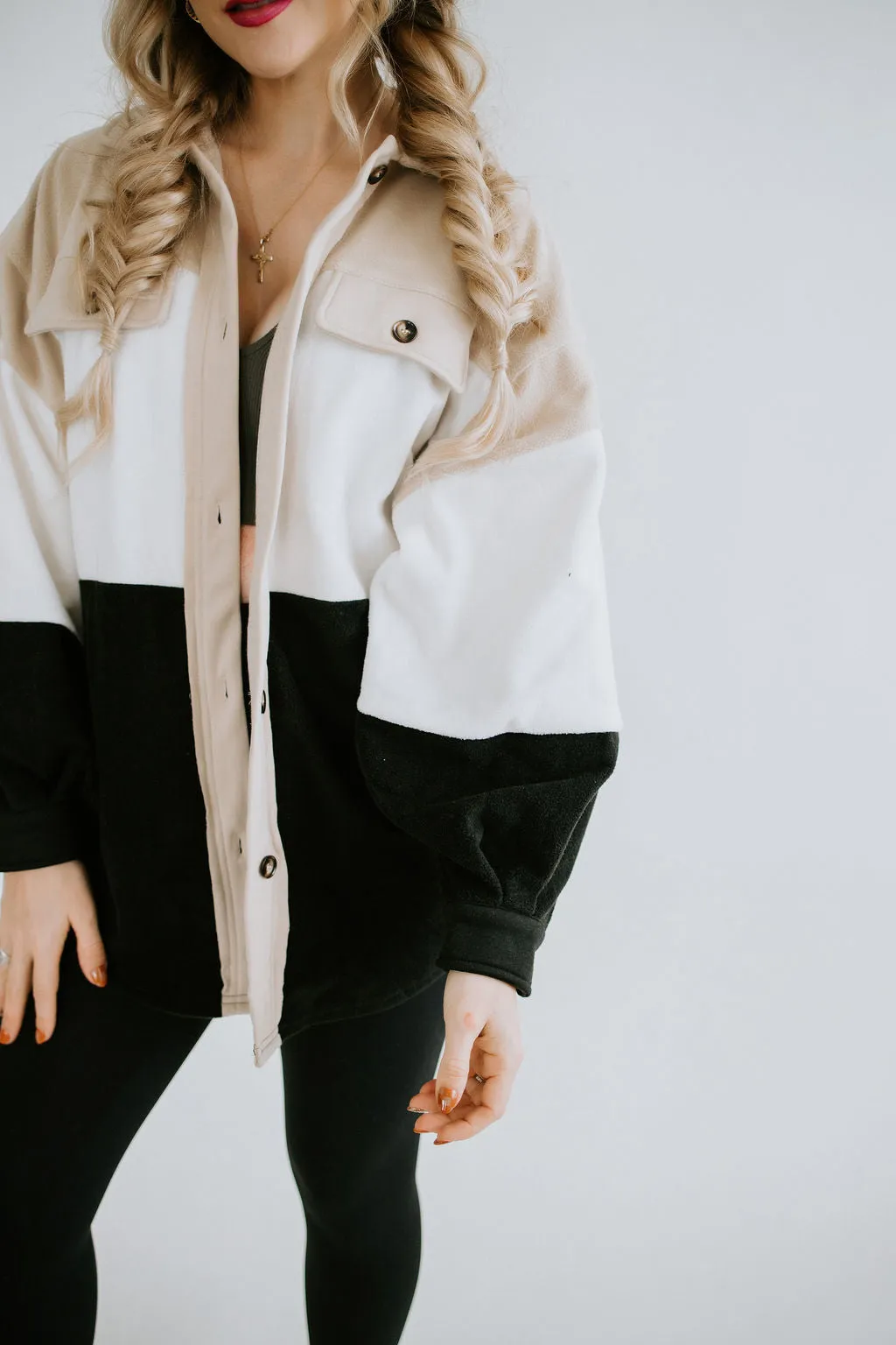 Kaelyn Colorblock Fleece Shacket