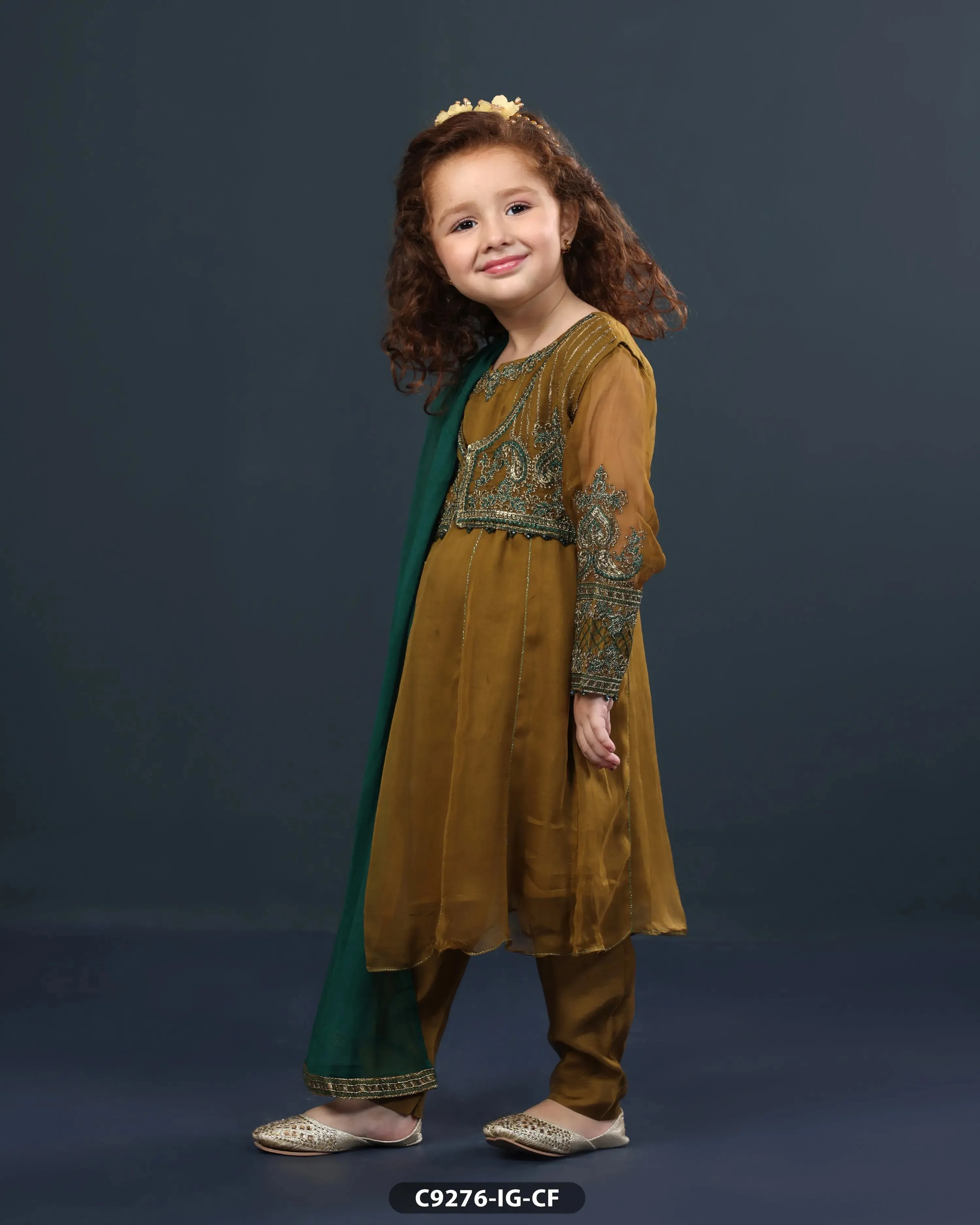Kids Chiffon Embroidered Frock | 9276-IG-CF
