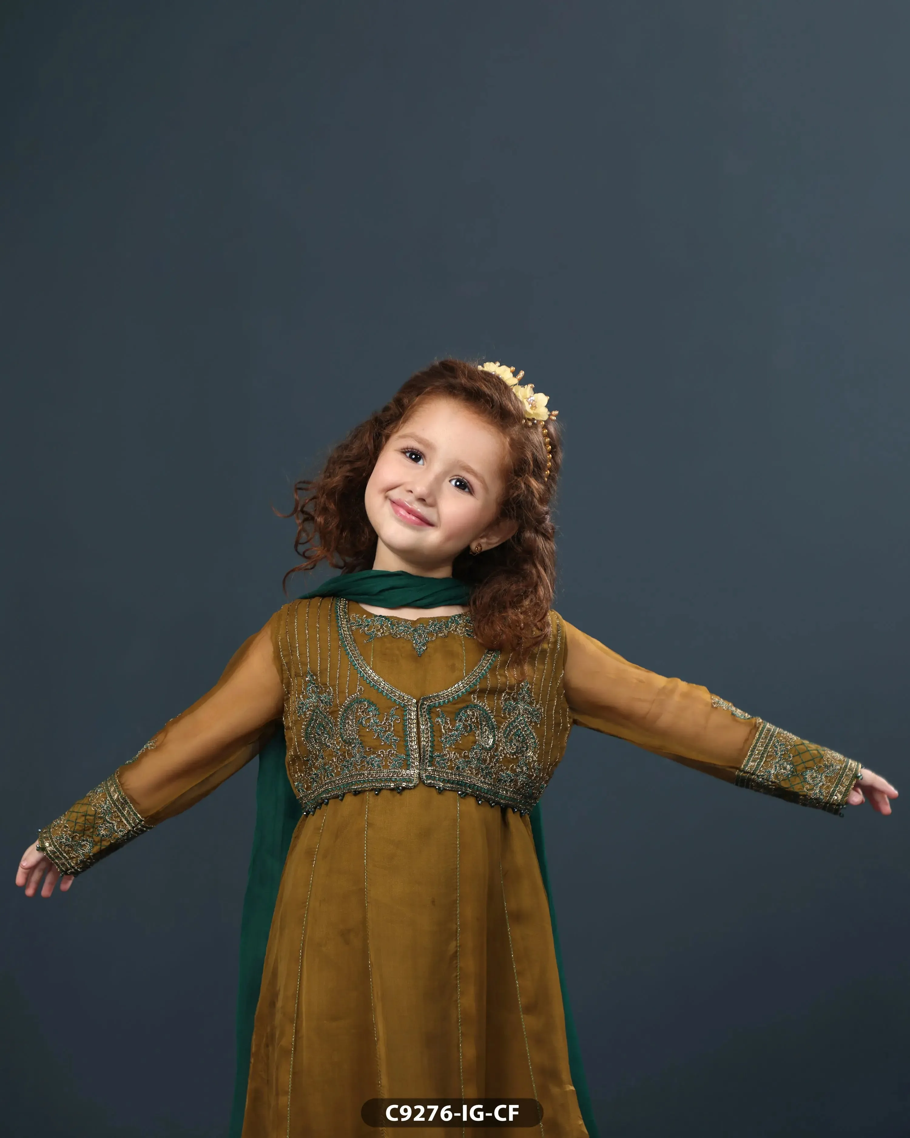 Kids Chiffon Embroidered Frock | 9276-IG-CF
