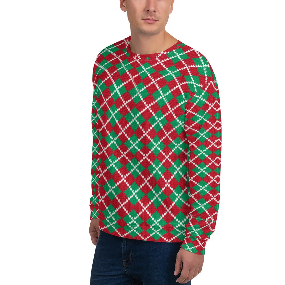 Knit Argyle Christmas Pattern Men's Sweatshirt