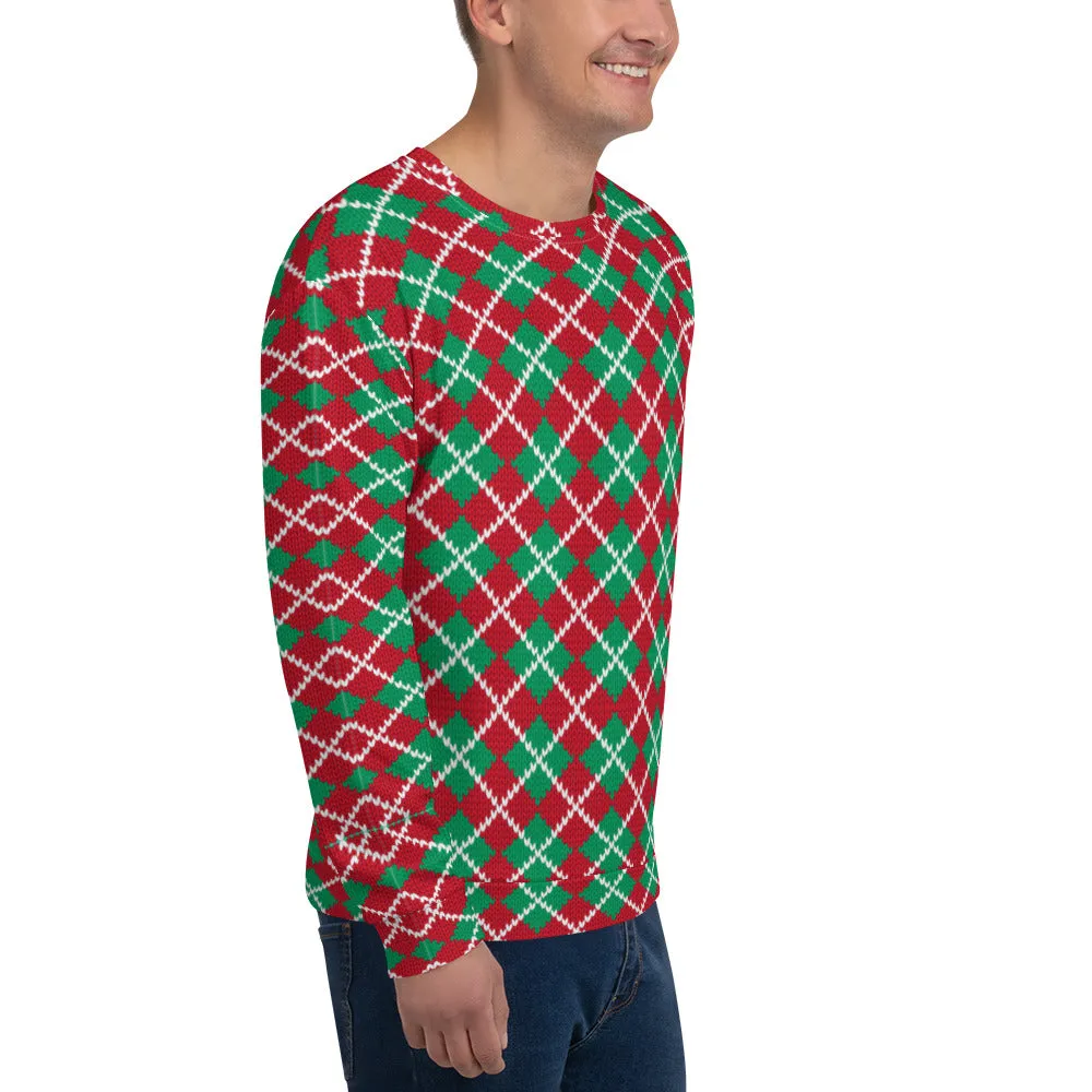 Knit Argyle Christmas Pattern Men's Sweatshirt