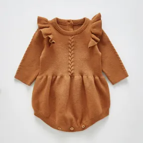 Knitted Romper - Burnt Orange