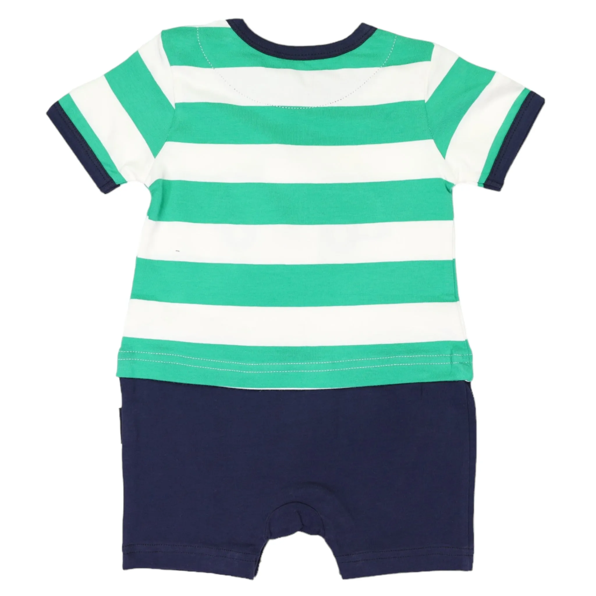 Kombi Van Short Sleeve Romper Green Stripe