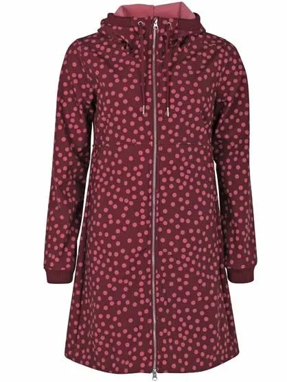Lange jas met stippenprint | Danefae Line softshell dark bordeaux/warm rose