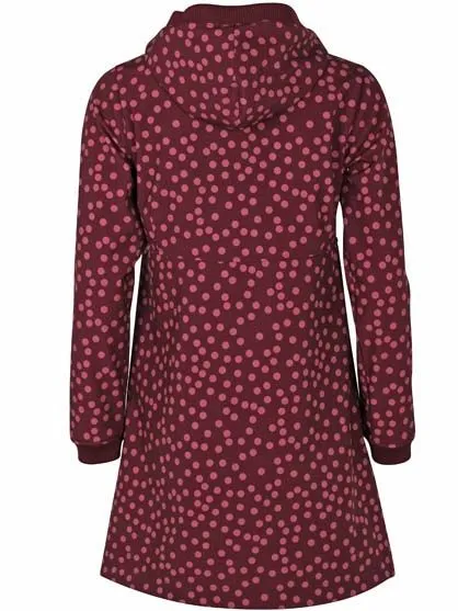 Lange jas met stippenprint | Danefae Line softshell dark bordeaux/warm rose