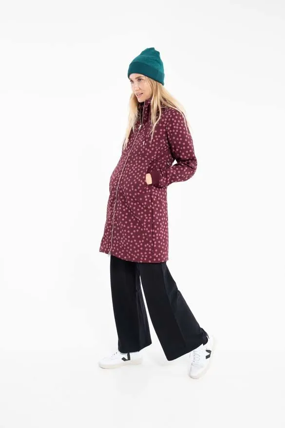 Lange jas met stippenprint | Danefae Line softshell dark bordeaux/warm rose