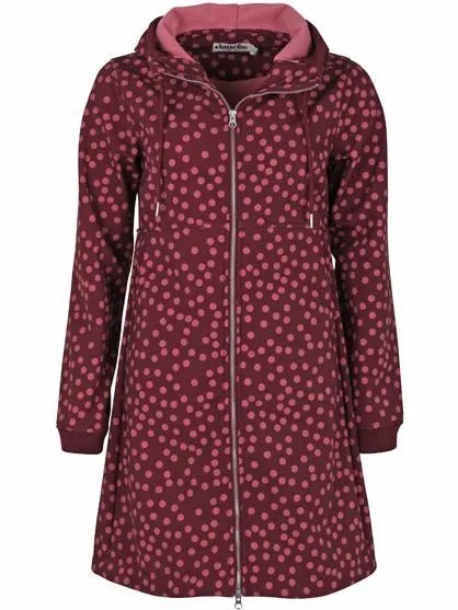 Lange jas met stippenprint | Danefae Line softshell dark bordeaux/warm rose