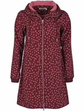 Lange jas met stippenprint | Danefae Line softshell dark bordeaux/warm rose
