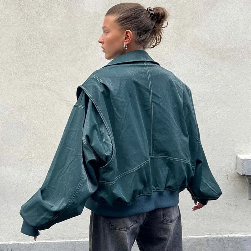 Lapel Zipper Leather Jacket