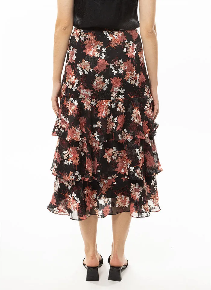 LEILA   LUCA TRIPLE FRILL MAXI SKIRT