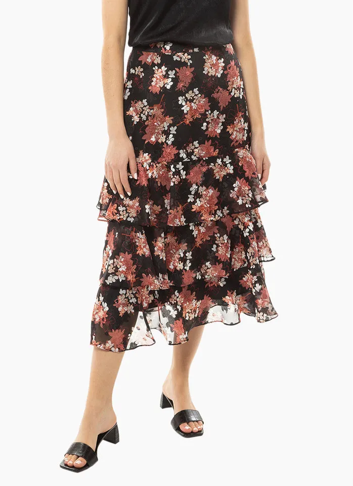 LEILA   LUCA TRIPLE FRILL MAXI SKIRT