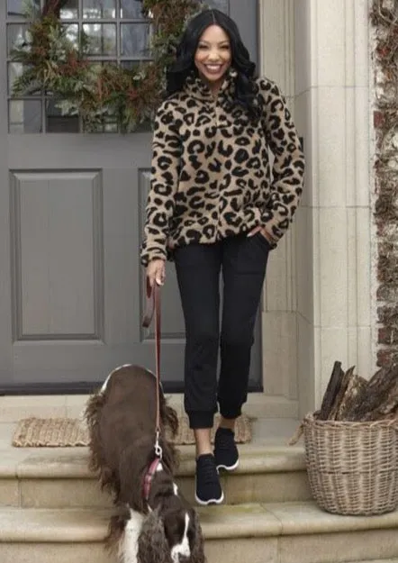 leop sherpa pullover