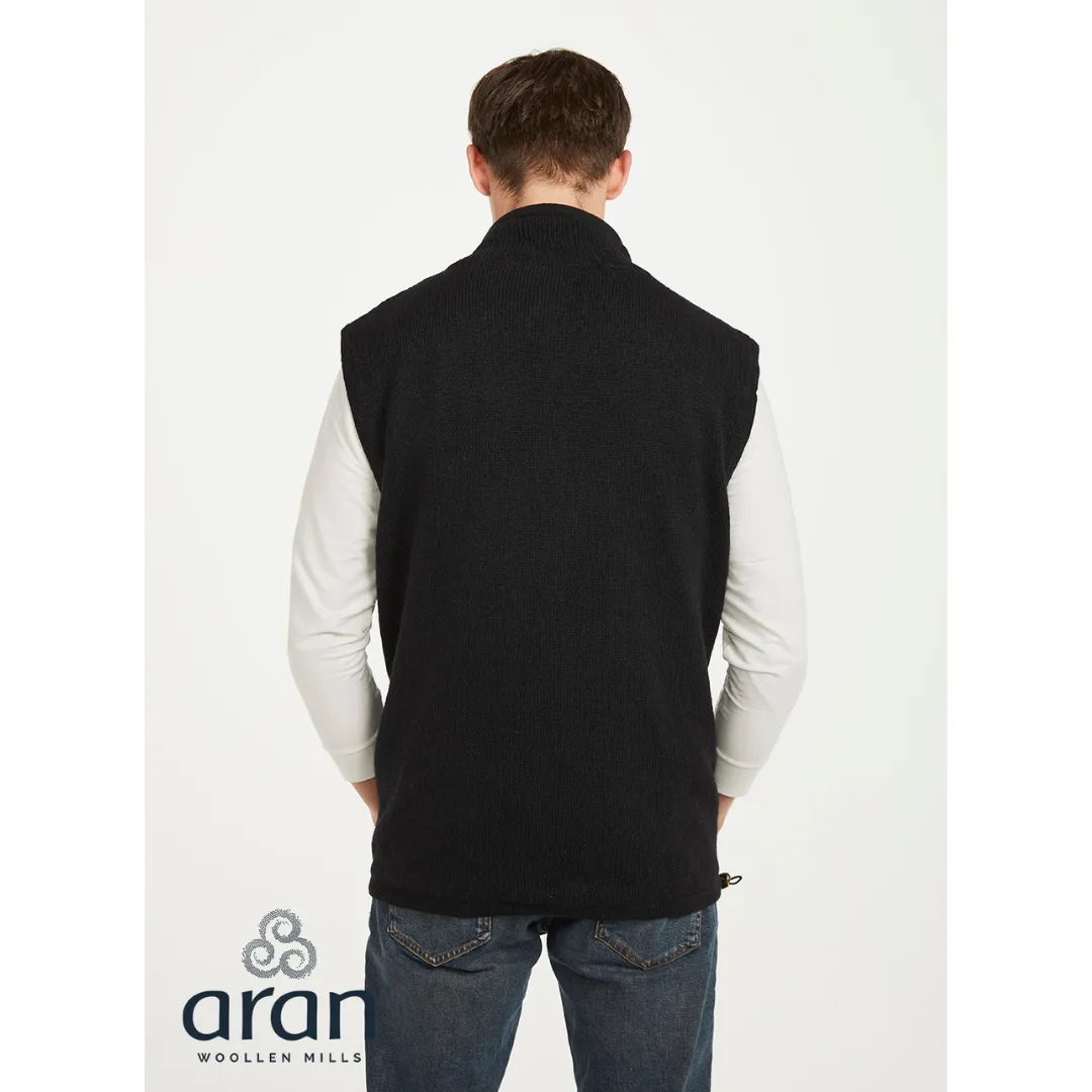 Lined Shetland Gilet with Full Zip Black