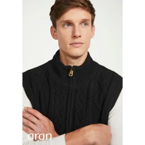 Lined Shetland Gilet with Full Zip Black