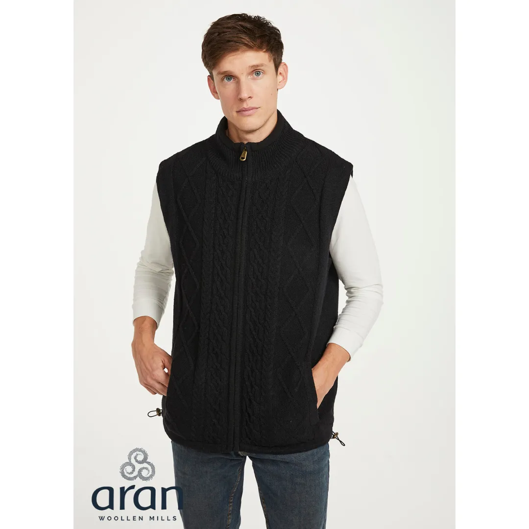Lined Shetland Gilet with Full Zip Black