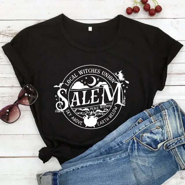 Local Witches Union Wiccan Salem T-shirt Short Sleeve - Sky Above Earth Below