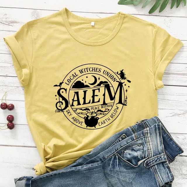 Local Witches Union Wiccan Salem T-shirt Short Sleeve - Sky Above Earth Below