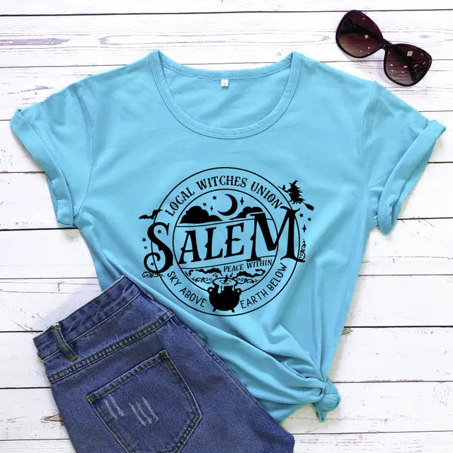 Local Witches Union Wiccan Salem T-shirt Short Sleeve - Sky Above Earth Below