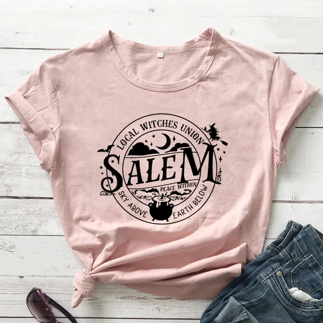 Local Witches Union Wiccan Salem T-shirt Short Sleeve - Sky Above Earth Below