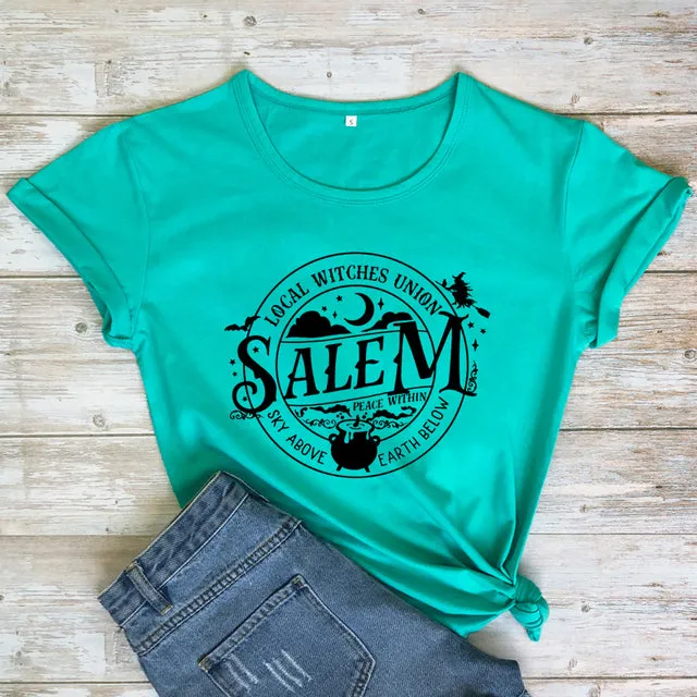 Local Witches Union Wiccan Salem T-shirt Short Sleeve - Sky Above Earth Below