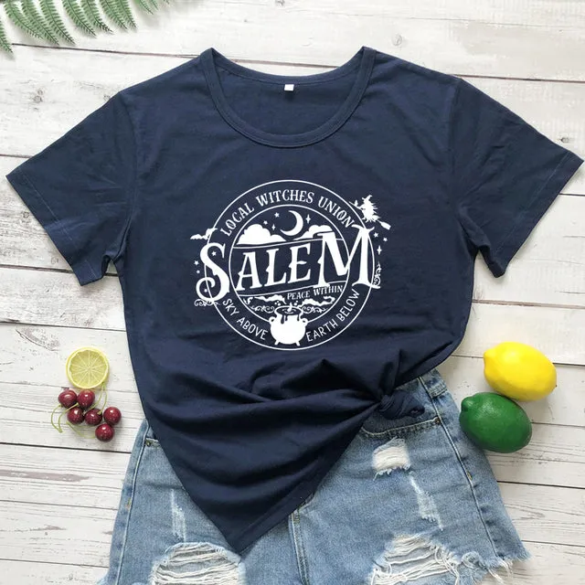 Local Witches Union Wiccan Salem T-shirt Short Sleeve - Sky Above Earth Below
