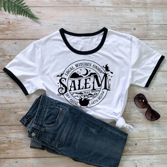 Local Witches Union Wiccan Salem T-shirt Short Sleeve - Sky Above Earth Below