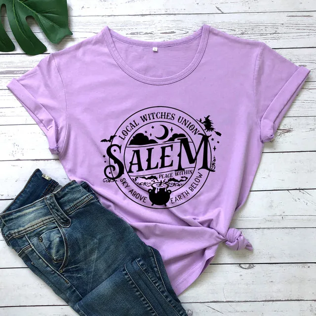 Local Witches Union Wiccan Salem T-shirt Short Sleeve - Sky Above Earth Below